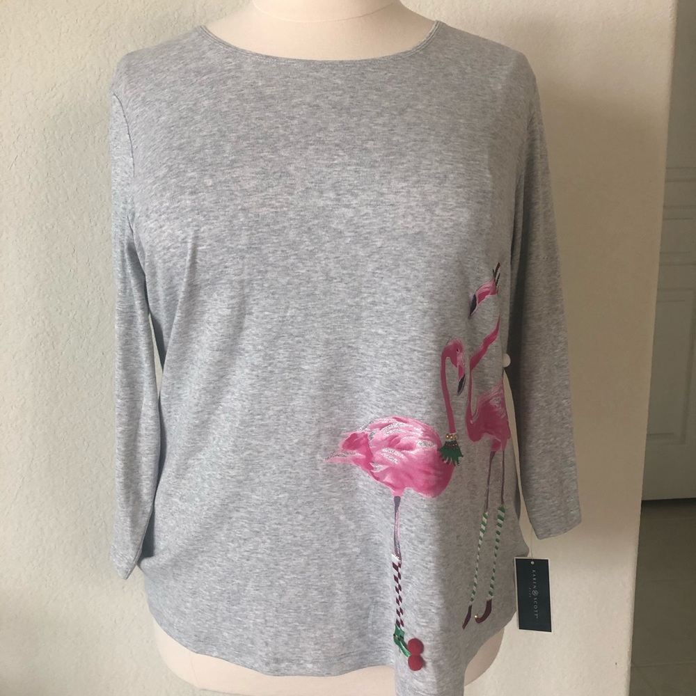 Grey Christmas Flamingo Shirt